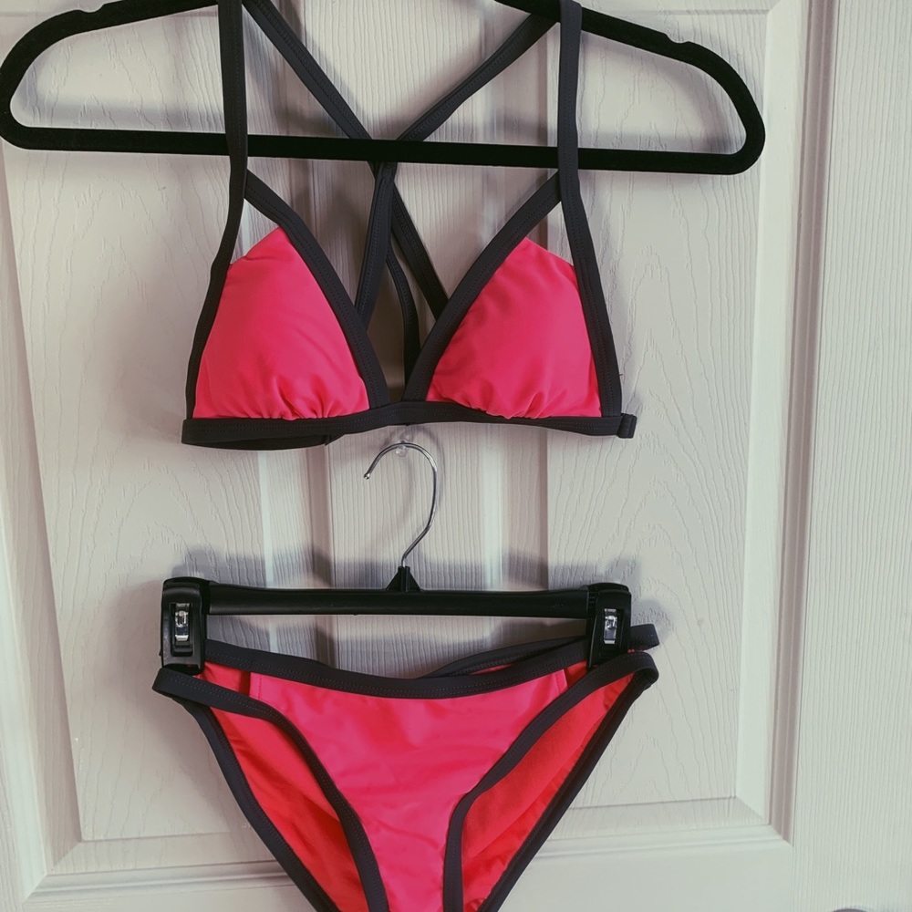 Neon pink bikini set